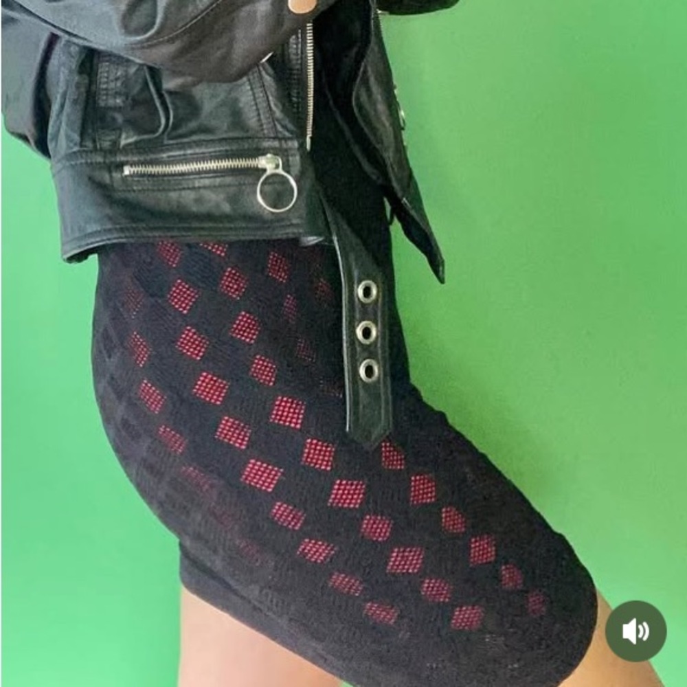 Y2k BEBE Black Cold Shoulder crochet black pink mini bodycon elastic Dress USA